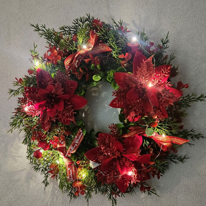 새상품)대형 크리스마스 리스 포인세티아 조화
