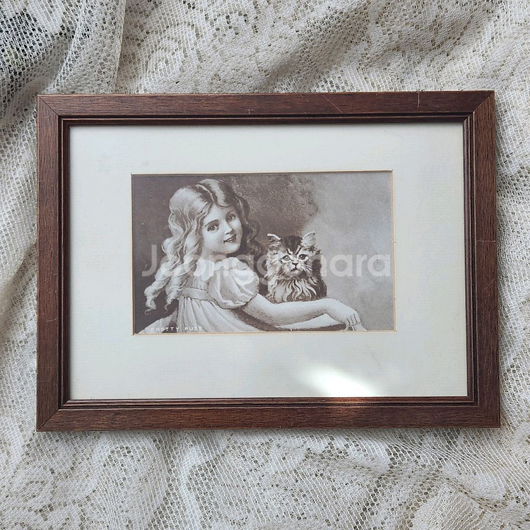 빈티지액자 고양이액자 소녀액자--0