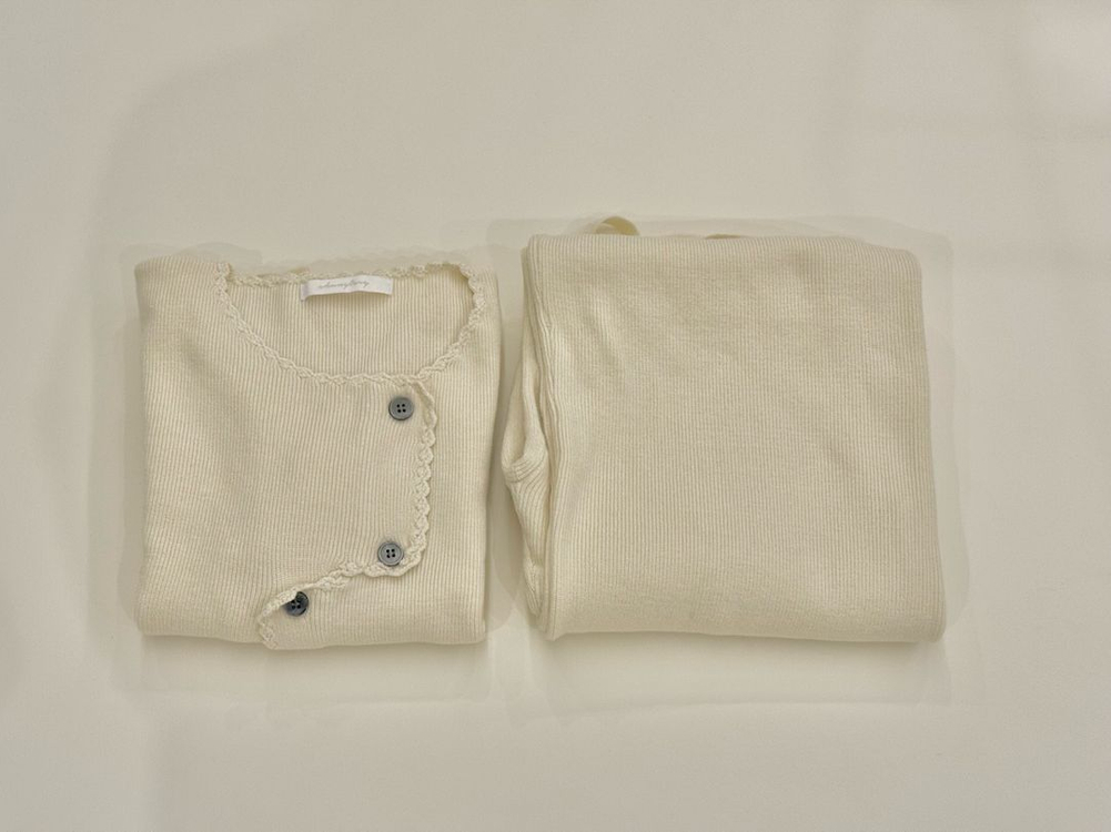 츄니토리 니트 셋업 세트 아이보리--5