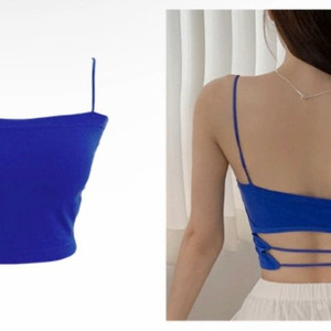 (새상품)싸이 흠뻑쇼 크롭 나시 블루/FREE