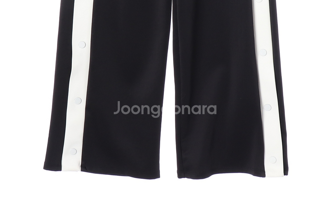 (새상품)[XS]자라 새틴 블랙 배색 와이드 밴딩 바지 팬츠--3