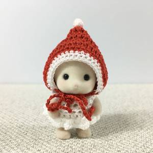 [실바니안 뜨개옷] 산타 모자 하얀 원피스 이미지