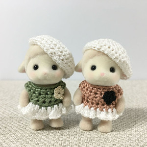 [실바니안 뜨개옷] 카키, 브릭 니트 원피스 베레모 세트 이미지