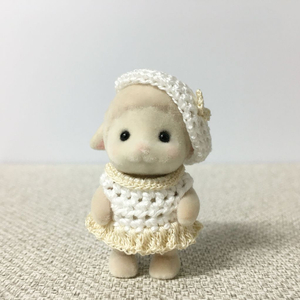 [실바니안 뜨개옷] 베이지 칼라넥 니트 원피스 베레모 세트 이미지