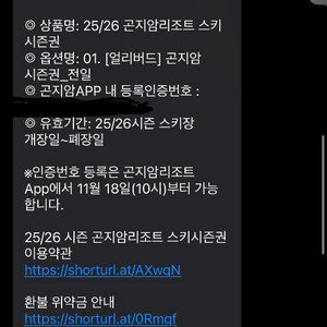 곤지암 전일 스키 시즌권