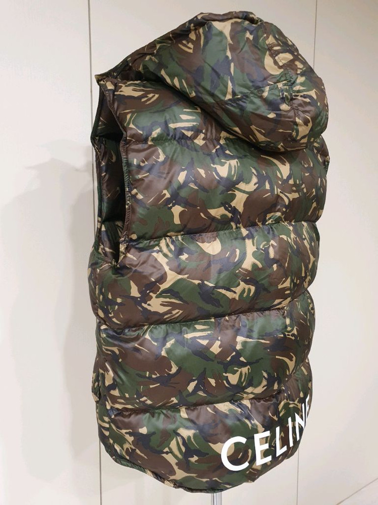 정품 셀린느 카모 후드 패딩 조끼--2
