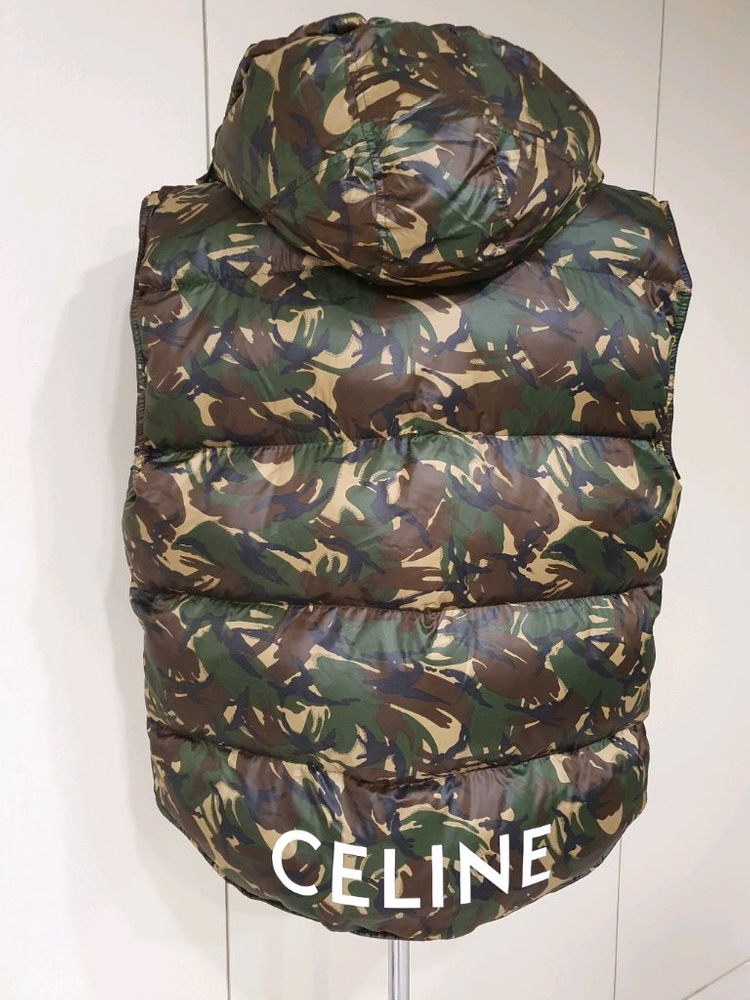 정품 셀린느 카모 후드 패딩 조끼--3