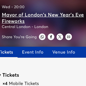 런던아이 새해 불꽃축제 블루존2 티켓 4장 판매합니다