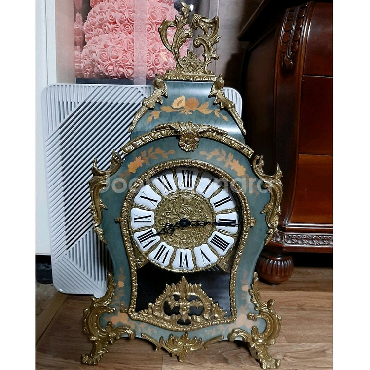 # 엔틱 이태리 원목 엔틱시계 장식품 소품 대형 탁상시계--0