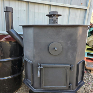 공장. 현장. 큰. 화목난로 이미지
