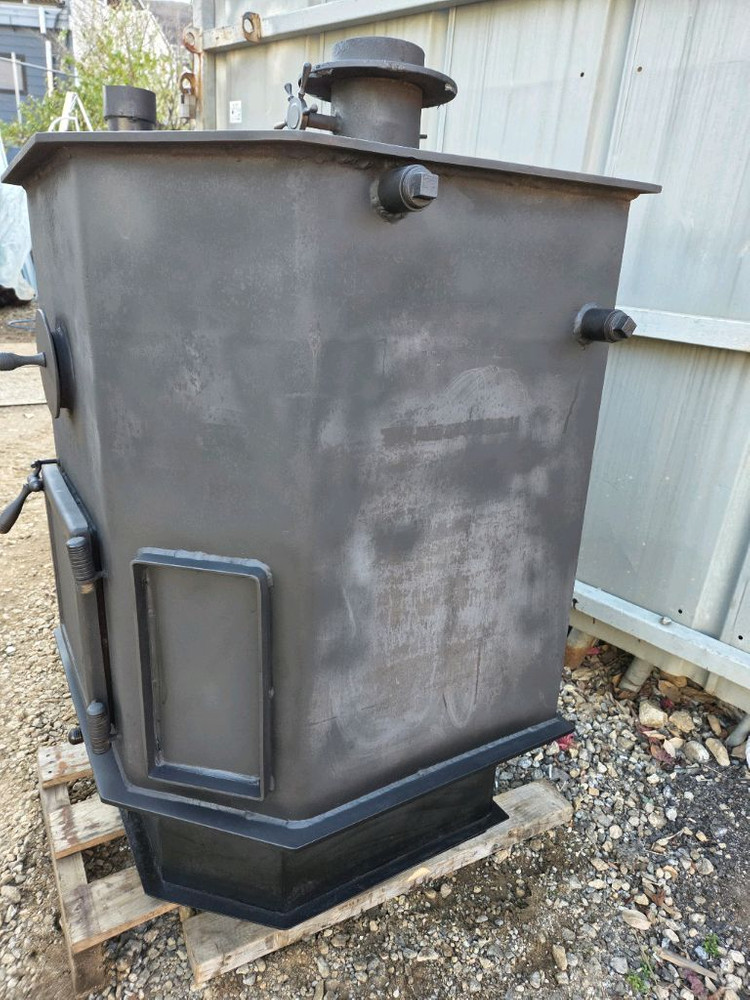 공장. 현장. 큰. 화목난로 이미지