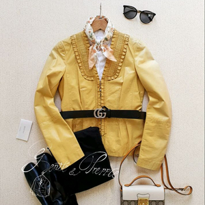 구찌 프릴 카라 레더 자켓