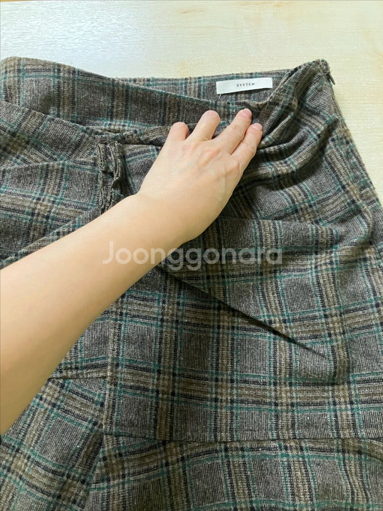 시스템 언밸런스 체크 스커트 타임 마인 한섬 오브제 구호 코스 럭키슈에뜨--5