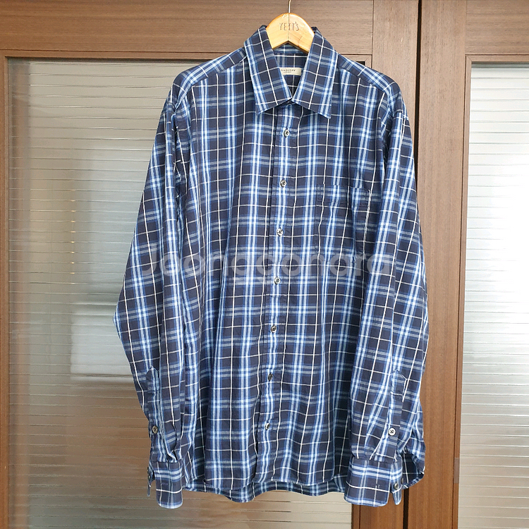 버버리 런던 전체 체크패턴 긴팔남방 103사이즈--0