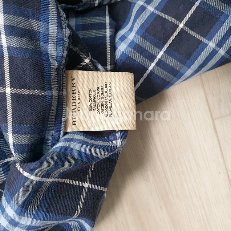 버버리 런던 전체 체크패턴 긴팔남방 103사이즈--3