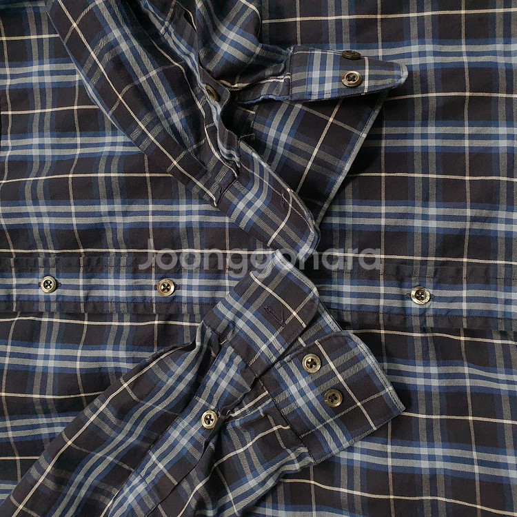 버버리 런던 전체 체크패턴 긴팔남방 103사이즈--4