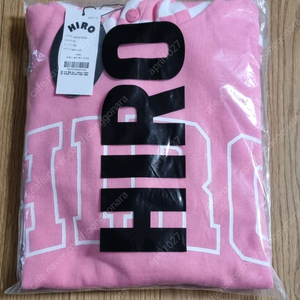 히로 블랭크 체커후드티셔츠 핑크160