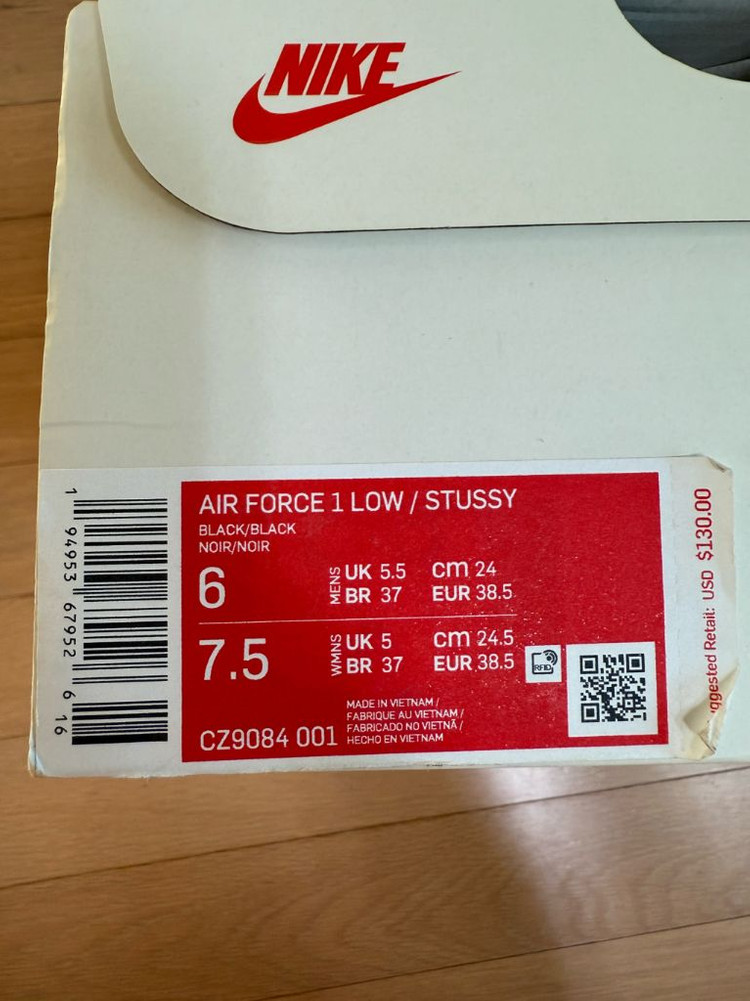 [240] 나이키 x 스투시 나투시 에어포스1 로우 트리플블랙 이미지