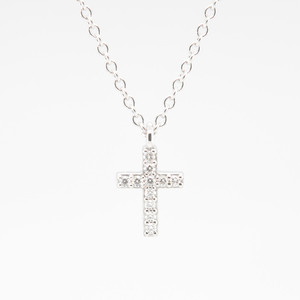 티파니 메트로 크로스 십자가 11P 천연다이아몬드 티파니앤코 18K 화이트골드 펜던트 목걸이 1.8g