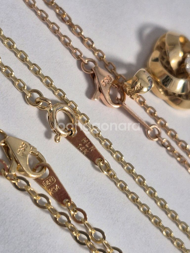 14K 목걸이 체인 금목걸이줄 5푼 핑크골드, 옐로우골드--0