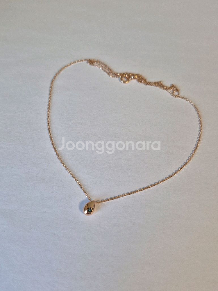 14K 티르리르 물방울 블루 다이아 목걸이 금목걸이 로즈골드--0