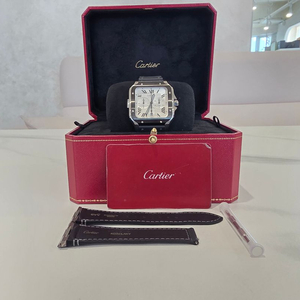 까르띠에 산토스 라지 크로노그래프 러버밴드 티타늄