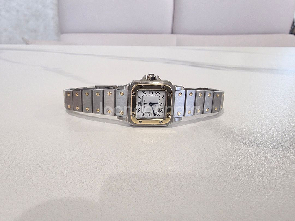 까르띠에 산토스 갈베 콤비 스몰 오토--1