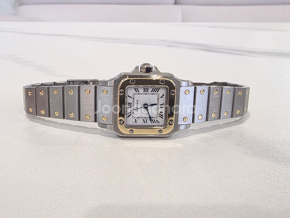 까르띠에 산토스 갈베 콤비 스몰 오토--2