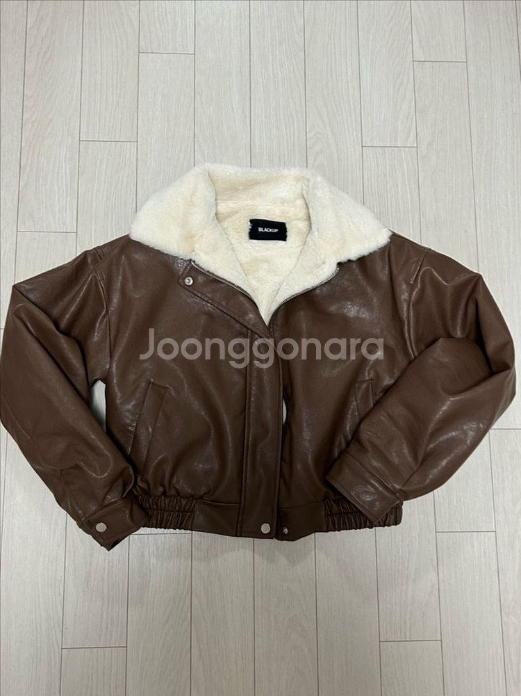 블랙업 퍼 안감 가죽 점퍼 자켓--0