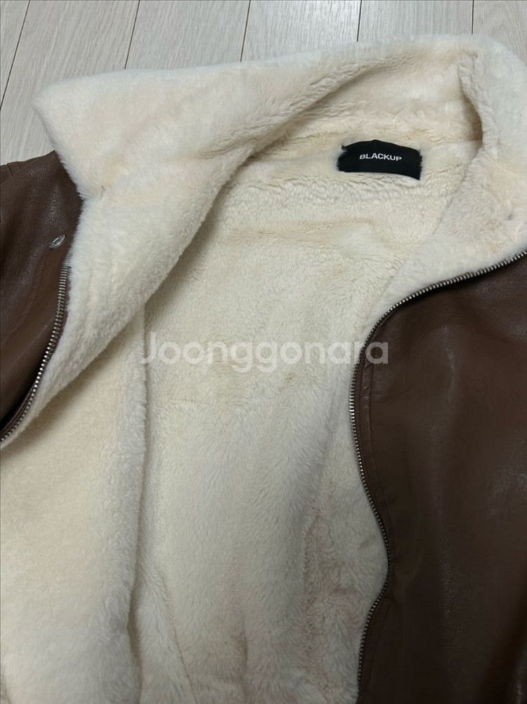 블랙업 퍼 안감 가죽 점퍼 자켓--1