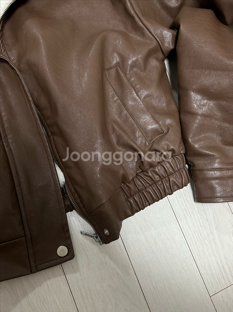 블랙업 퍼 안감 가죽 점퍼 자켓--2