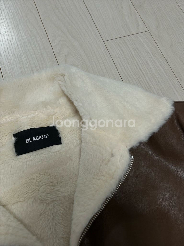 블랙업 퍼 안감 가죽 점퍼 자켓--3