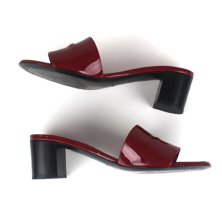 [중고명품다올] 에르메스 베리 페이던트 레더 샌들 슬리퍼 버건디 38사이즈 H192126Z--3