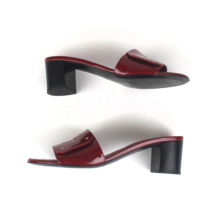 [중고명품다올] 에르메스 베리 페이던트 레더 샌들 슬리퍼 버건디 38사이즈 H192126Z--4