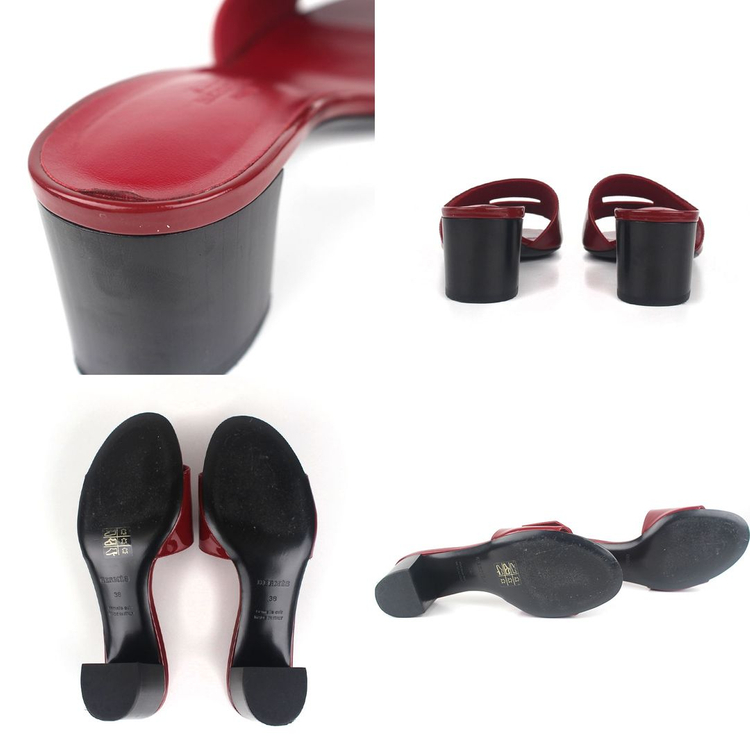 [중고명품다올] 에르메스 베리 페이던트 레더 샌들 슬리퍼 버건디 38사이즈 H192126Z--7