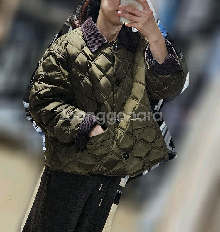 코듀로이 칼라 퀼팅 구스점퍼 55--1