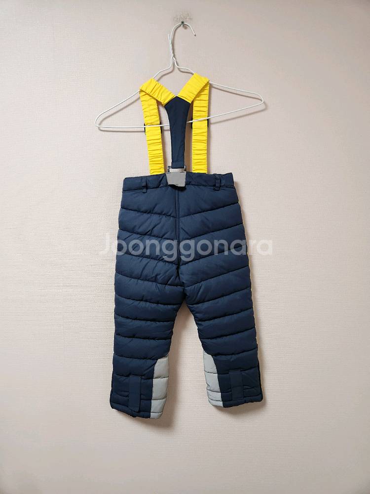 110사이즈 웰튼 네이비색 노랑 멜빵 스키복 하의 바지--1