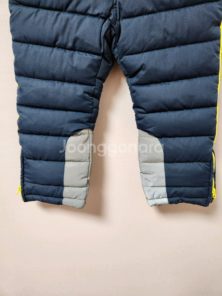 110사이즈 웰튼 네이비색 노랑 멜빵 스키복 하의 바지--3