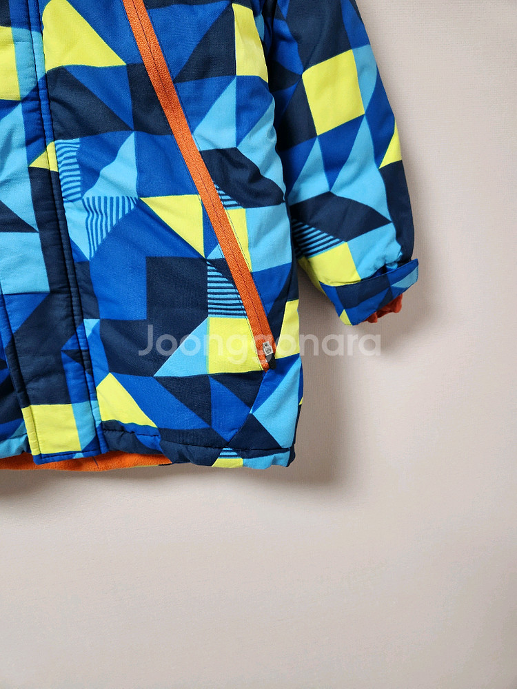 110사이즈 젤리스푼 파랑노랑 무늬 스키복 상의 자켓--3