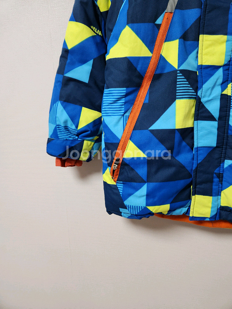 110사이즈 젤리스푼 파랑노랑 무늬 스키복 상의 자켓--4