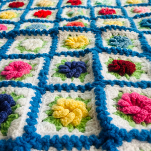 캐나다 빈티지 꽃 그래니 스퀘어 크로셰 담요