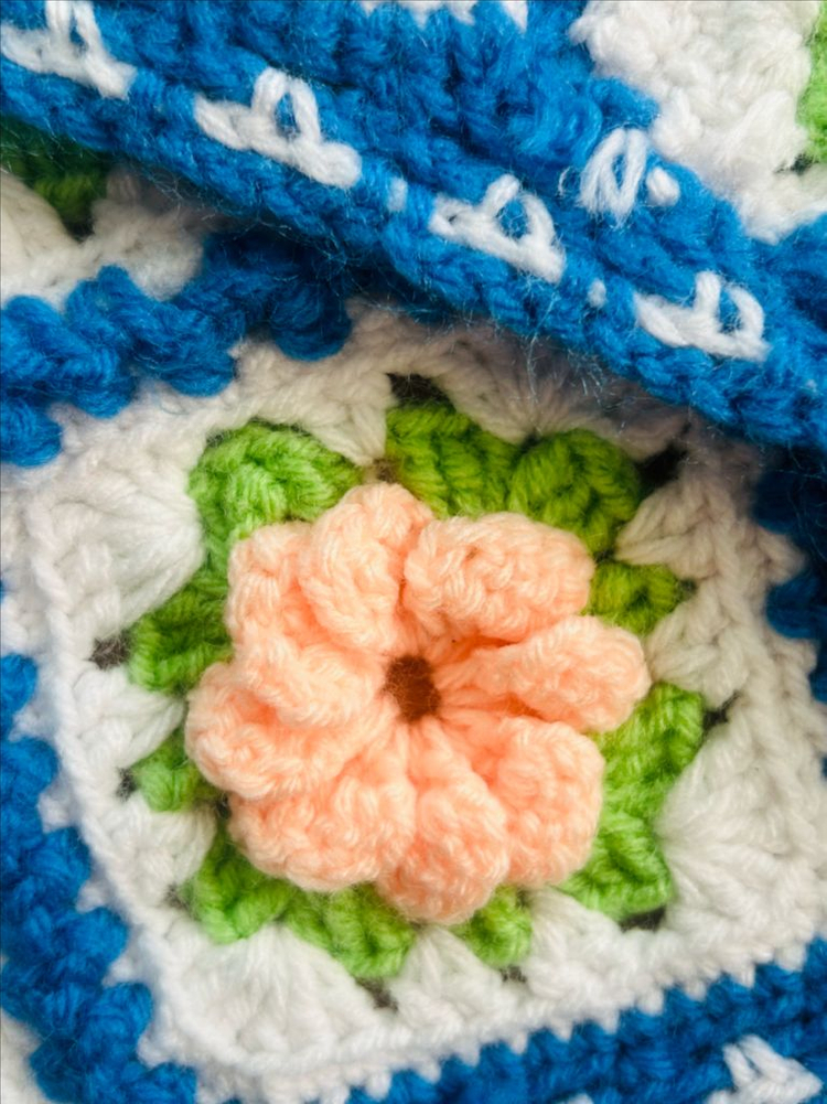 캐나다 빈티지 꽃 그래니 스퀘어 크로셰 담요--5