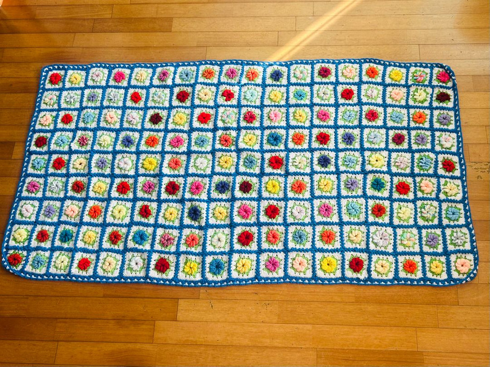 캐나다 빈티지 꽃 그래니 스퀘어 크로셰 담요--6