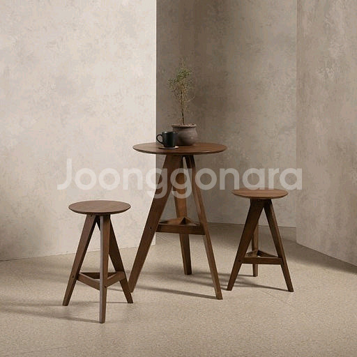 말라카 월넛 바체어/의자/바스툴 2개 세트(사이드 테이블/협탁으로 활용 가능)--1