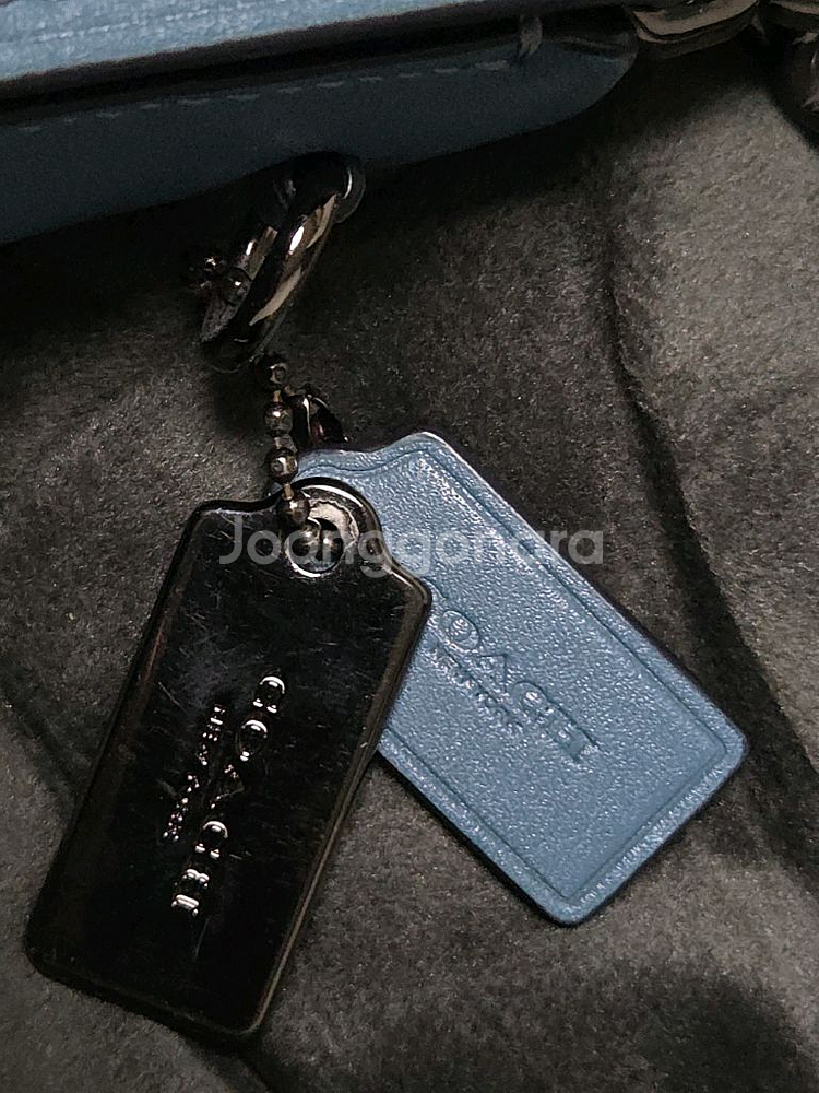 코치 체인 크로스백 블루--2