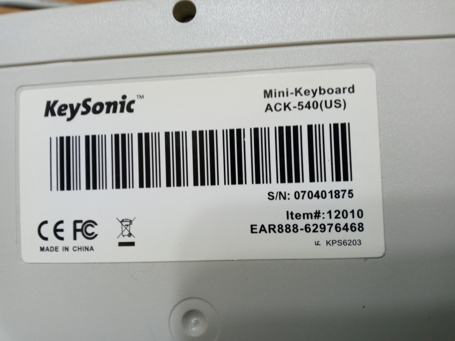 ACK-540 keysonic(us). PS/2 미니 키보드 & 터치패드 콤비네이션 이미지