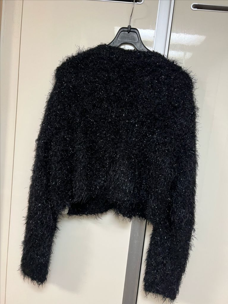 24년 스테이피플 부클 퍼 크롭 펄 가디건 글리터 반짝이 금장 단추 버튼 생일룩 파티룩 연말룩 데이트룩 이미지