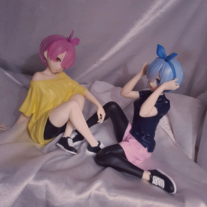 리제로 렘람 릴렉스타임 미소녀 피규어 일괄 이미지