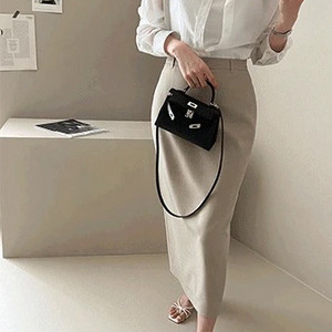 데일리룩 DAILYLOOK 더로우벨트스커트 펜슬 롱치마 H라인 오피스룩