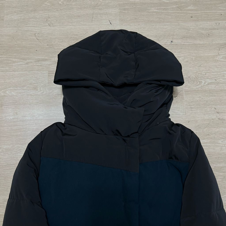 지고트 여성 구스다운 스웨이드 배색 롱패딩 [블랙] 88-90-160--1